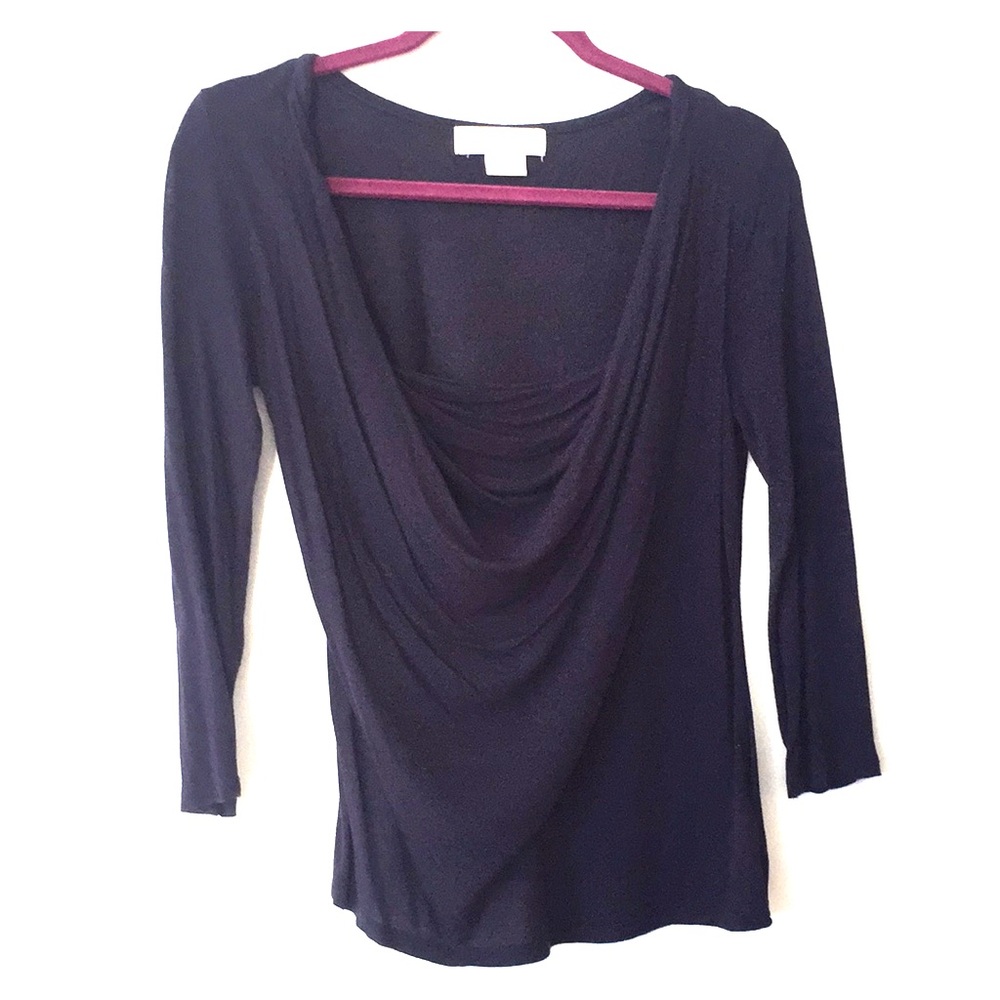 Michael Kors navy blue cowl neck long sleeve shirt